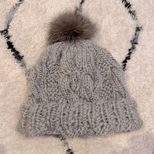 Silver Pom Beanie